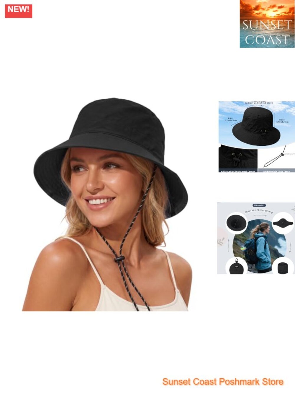 Waterproof Bucket Hat for Women Sun Hat UPF 50+ Packable Adjustable